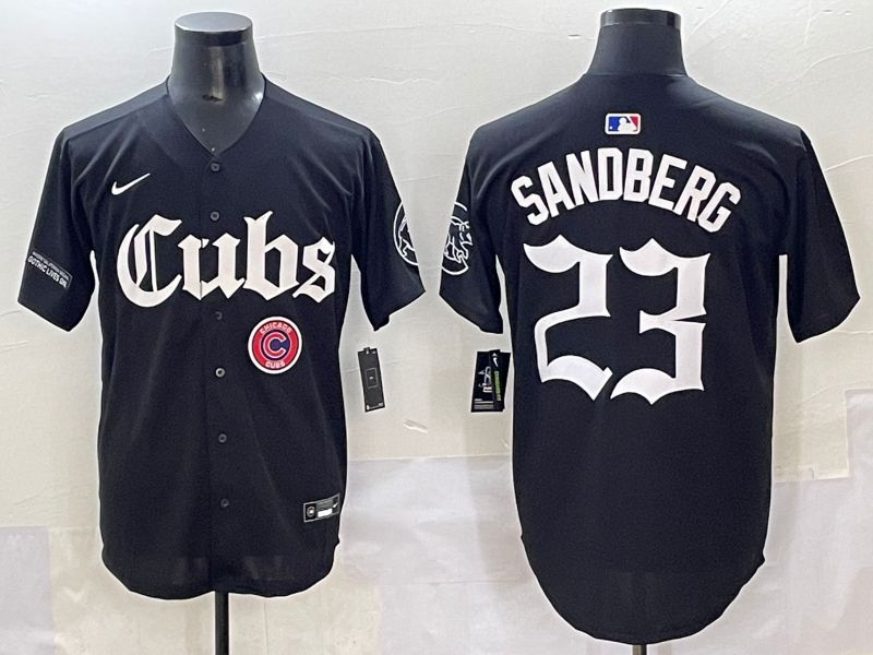 Men 2025 Chicago Cubs #23 Sandberg Black Five generations Joint Name Nike MLB Jersey style 19